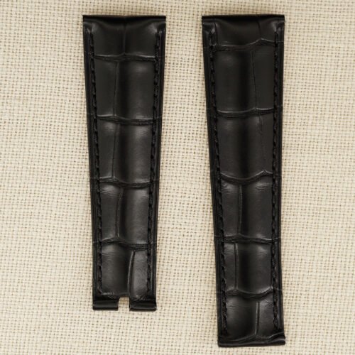 Rolex NOS Crocodile Leather Strap Halves black