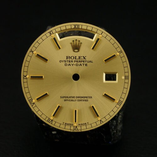 Rolex "Double Swiss" gold Dial for Day-Date 36 mm 18038 Tritium with black Index